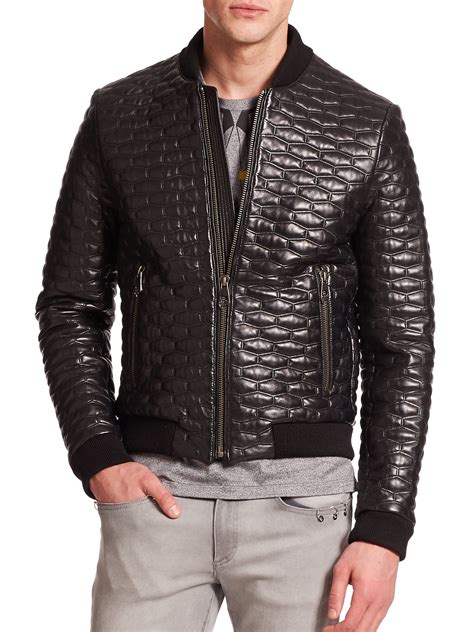 versace leather jacket for men|Versace leather jacket men's.